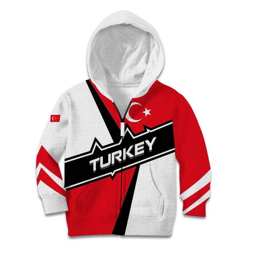 Turkey Flag and Modern Graphic Design Kid Hoodie with Bold Red and Black Elements