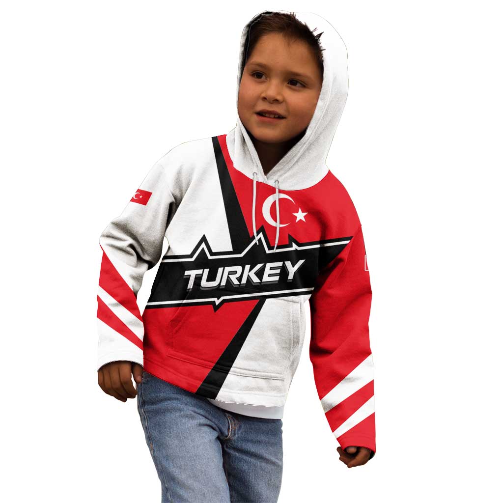Turkey Flag and Modern Graphic Design Kid Hoodie with Bold Red and Black Elements