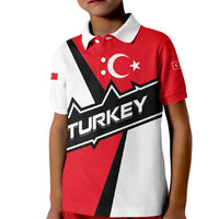 Turkey Flag and Modern Graphic Design Kid Polo Shirt with Bold Red and Black Elements