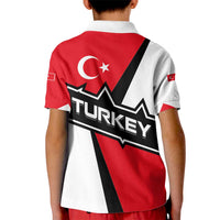 Turkey Flag and Modern Graphic Design Kid Polo Shirt with Bold Red and Black Elements