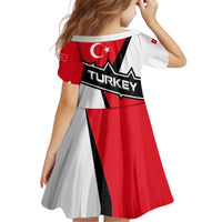 Turkey Flag and Modern Graphic Design Kid Short Sleeve Dress with Bold Red and Black Elements
