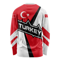 Turkey Flag and Modern Graphic Design Long Sleeve Shirt with Bold Red and Black Elements