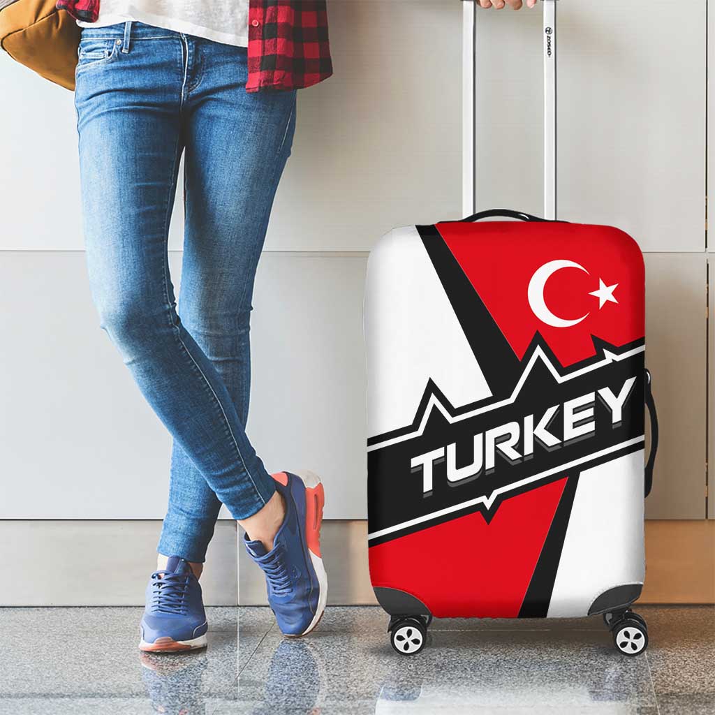 Turkey Flag and Modern Graphic Design Luggage Cover with Bold Red and Black Elements