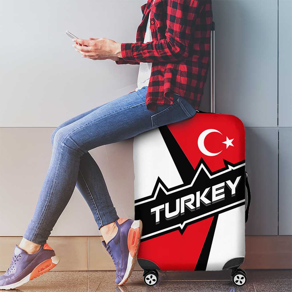 Turkey Flag and Modern Graphic Design Luggage Cover with Bold Red and Black Elements