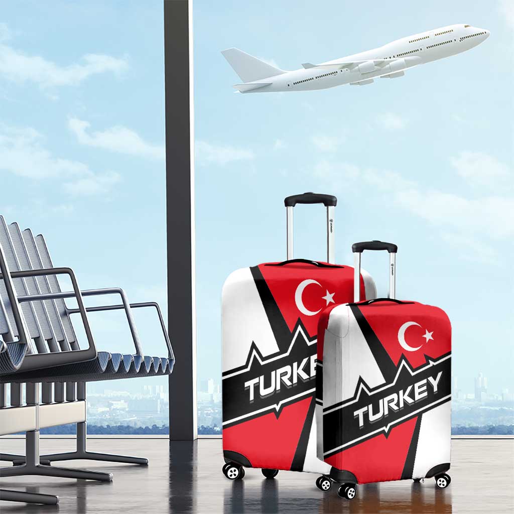Turkey Flag and Modern Graphic Design Luggage Cover with Bold Red and Black Elements