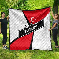 Turkey Flag and Modern Graphic Design Quilt with Bold Red and Black Elements