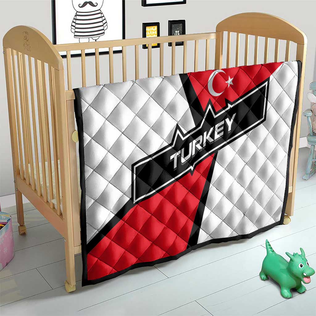 Turkey Flag and Modern Graphic Design Quilt with Bold Red and Black Elements