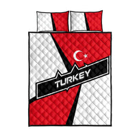 Turkey Flag and Modern Graphic Design Quilt Bed Set with Bold Red and Black Elements