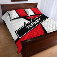 Turkey Flag and Modern Graphic Design Quilt Bed Set with Bold Red and Black Elements