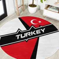 Turkey Flag and Modern Graphic Design Round Carpet with Bold Red and Black Elements
