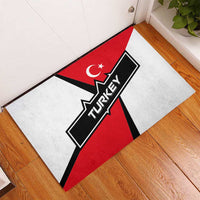 Turkey Flag and Modern Graphic Design Rubber Doormat with Bold Red and Black Elements
