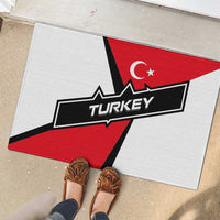 Turkey Flag and Modern Graphic Design Rubber Doormat with Bold Red and Black Elements