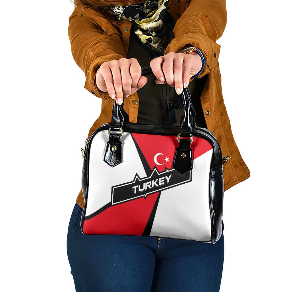Turkey Flag and Modern Graphic Design Shoulder Handbag with Bold Red and Black Elements