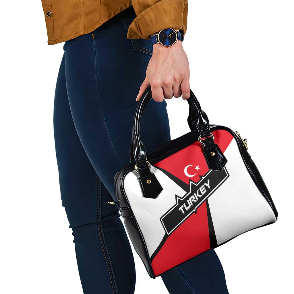 Turkey Flag and Modern Graphic Design Shoulder Handbag with Bold Red and Black Elements