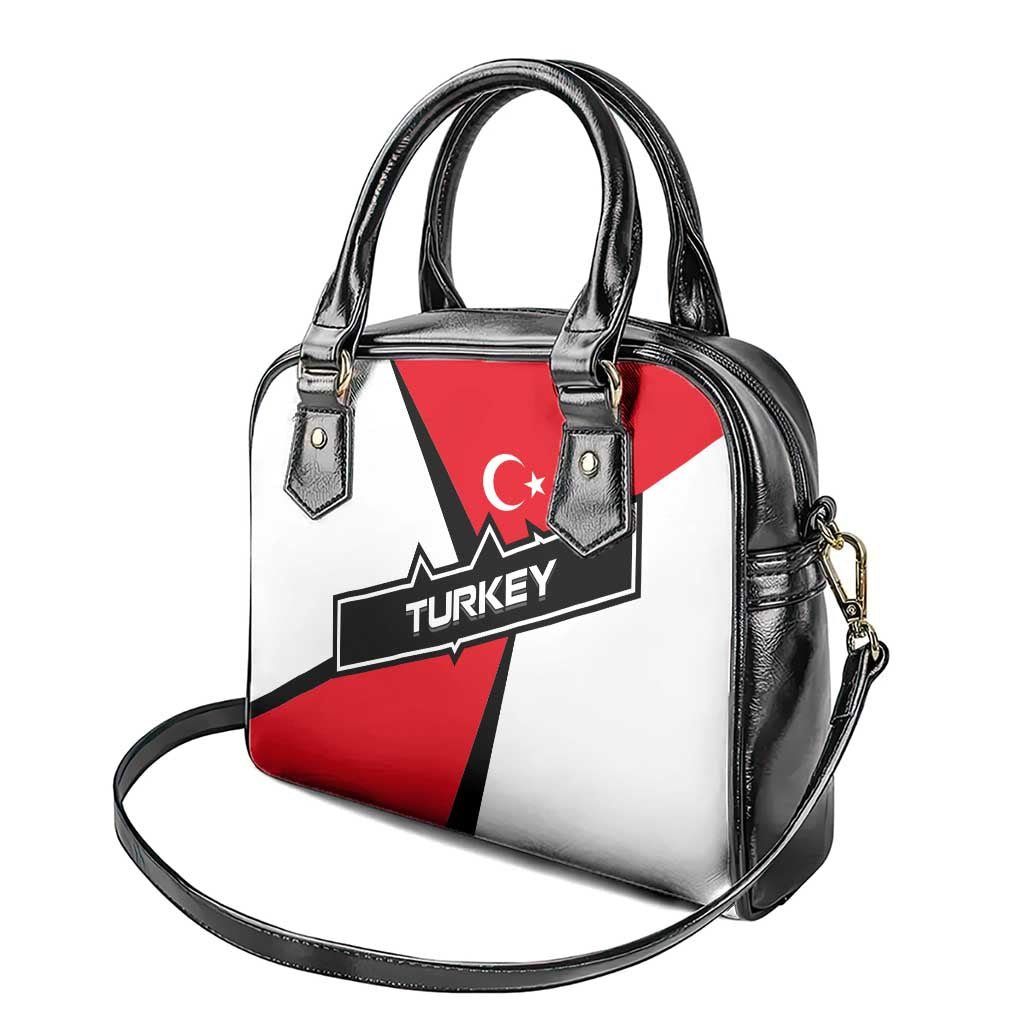 Turkey Flag and Modern Graphic Design Shoulder Handbag with Bold Red and Black Elements