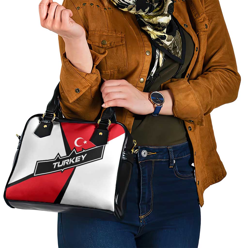 Turkey Flag and Modern Graphic Design Shoulder Handbag with Bold Red and Black Elements