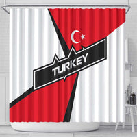 Turkey Flag and Modern Graphic Design Shower Curtain with Bold Red and Black Elements