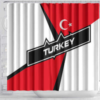 Turkey Flag and Modern Graphic Design Shower Curtain with Bold Red and Black Elements