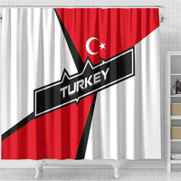 Turkey Flag and Modern Graphic Design Shower Curtain with Bold Red and Black Elements