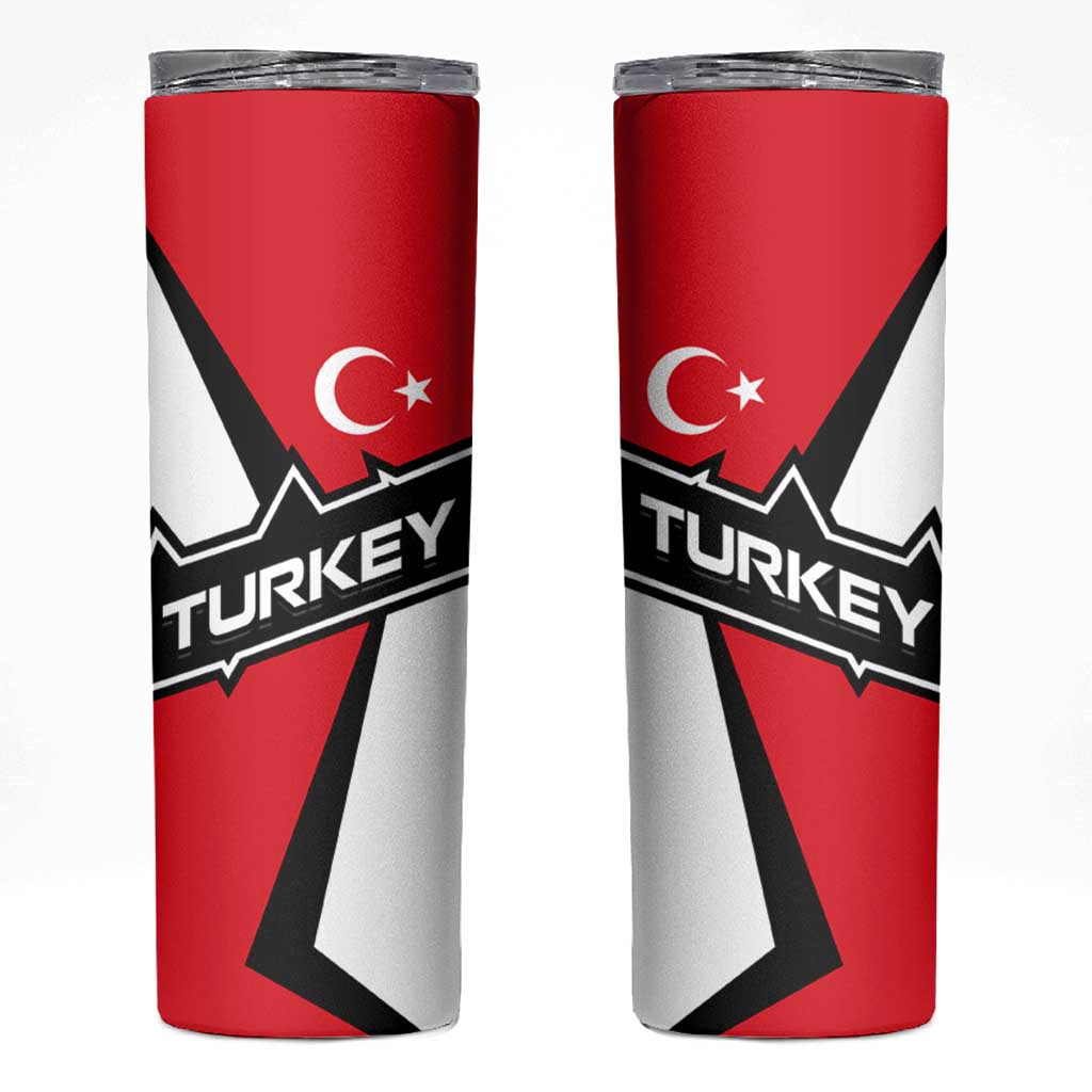 Turkey Flag and Modern Graphic Design Skinny Tumbler with Bold Red and Black Elements