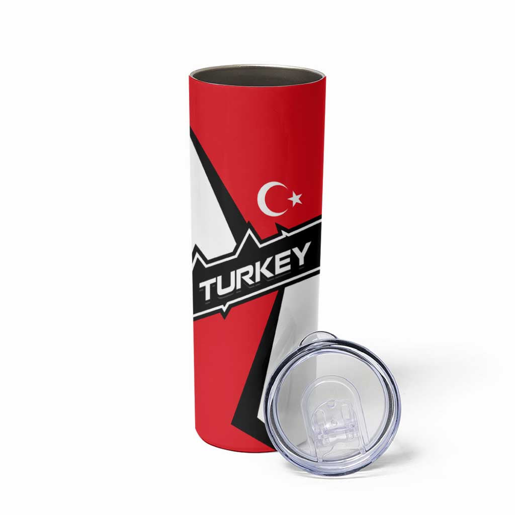 Turkey Flag and Modern Graphic Design Skinny Tumbler with Bold Red and Black Elements