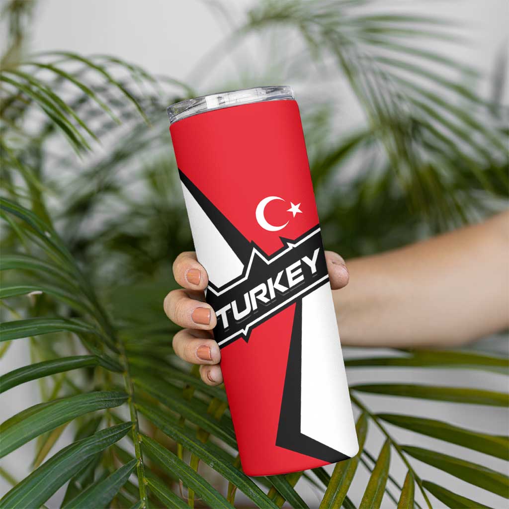 Turkey Flag and Modern Graphic Design Skinny Tumbler with Bold Red and Black Elements