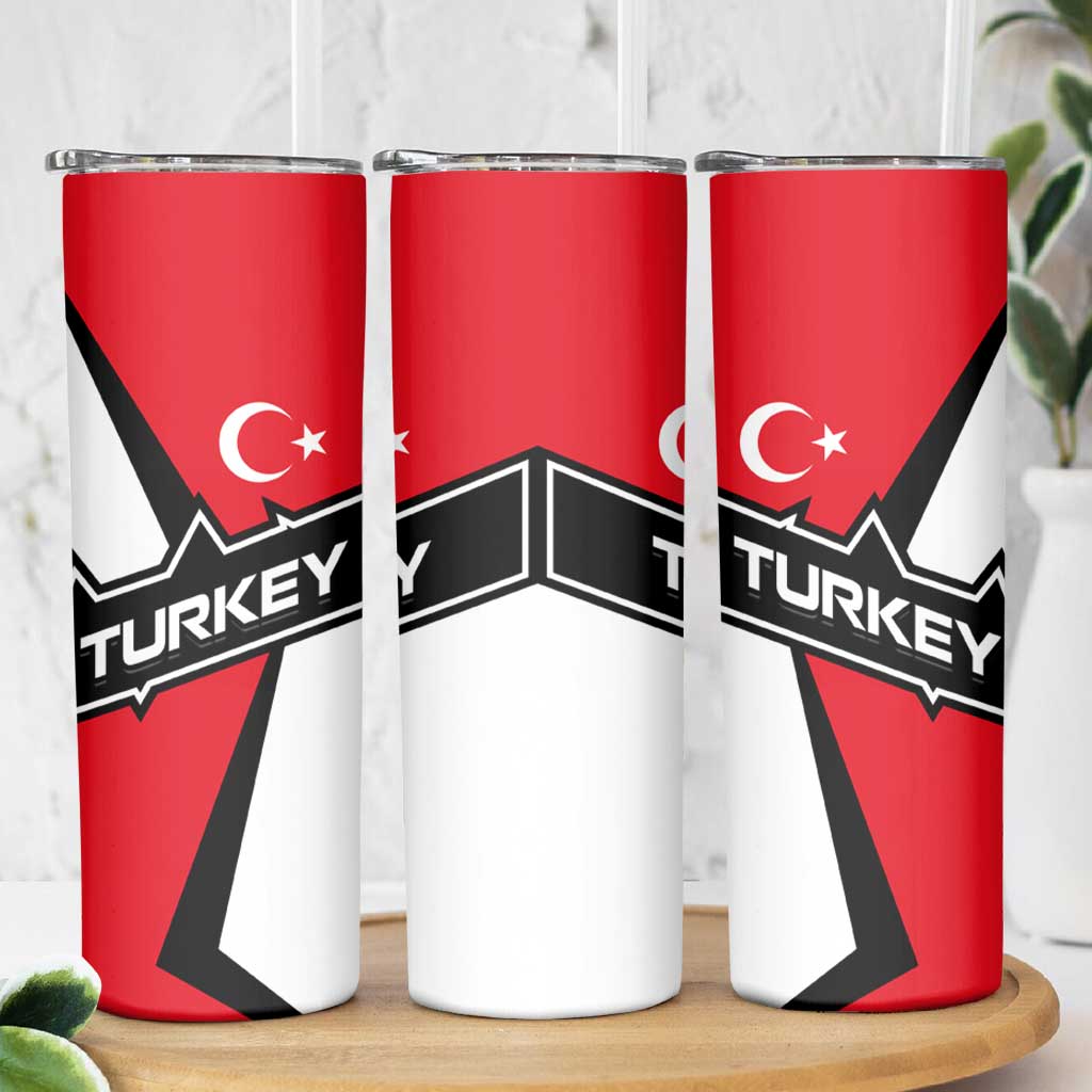 Turkey Flag and Modern Graphic Design Skinny Tumbler with Bold Red and Black Elements