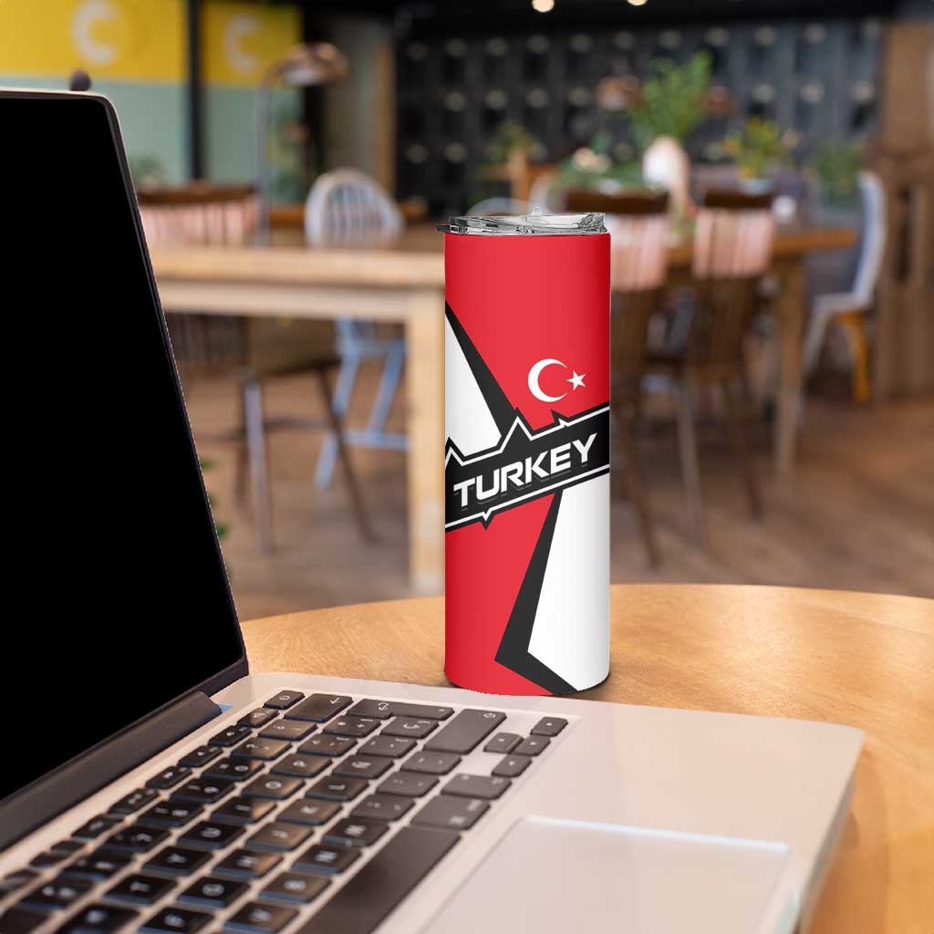 Turkey Flag and Modern Graphic Design Skinny Tumbler with Bold Red and Black Elements
