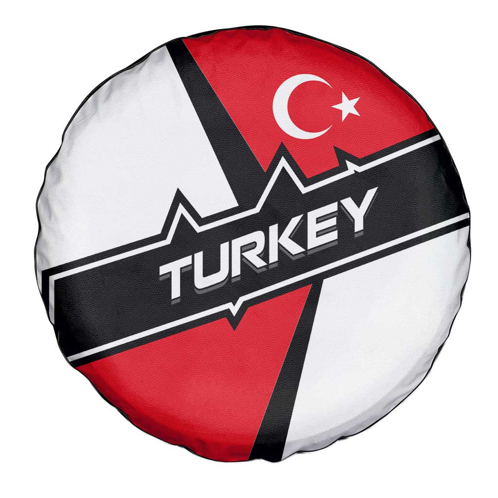 Turkey Flag and Modern Graphic Design Spare Tire Cover with Bold Red and Black Elements