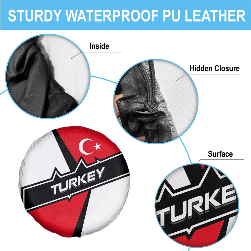 Turkey Flag and Modern Graphic Design Spare Tire Cover with Bold Red and Black Elements