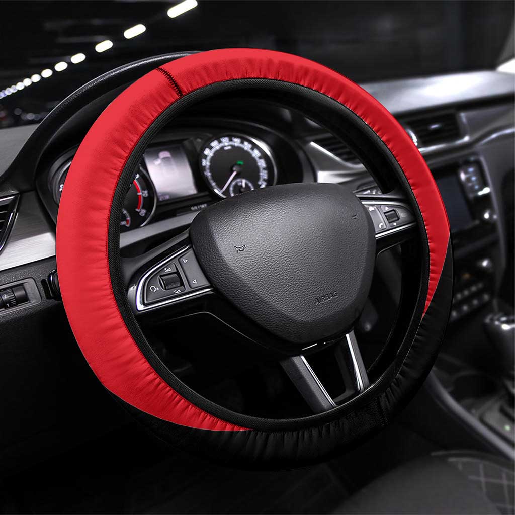 Turkey Flag and Modern Graphic Design Steering Wheel Cover with Bold Red and Black Elements