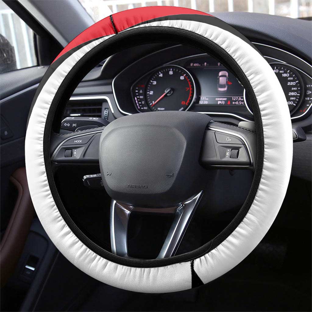 Turkey Flag and Modern Graphic Design Steering Wheel Cover with Bold Red and Black Elements