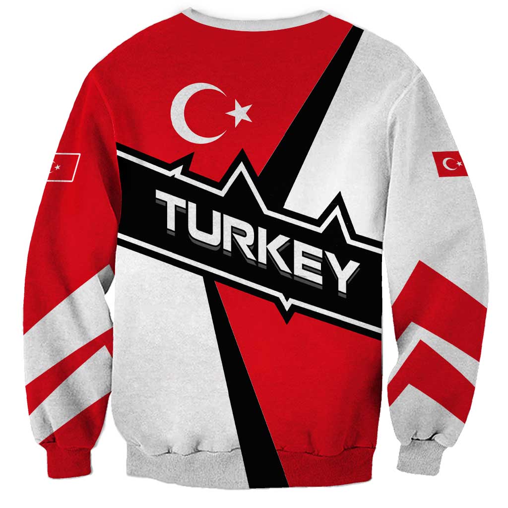 Turkey Flag and Modern Graphic Design Sweatshirt with Bold Red and Black Elements