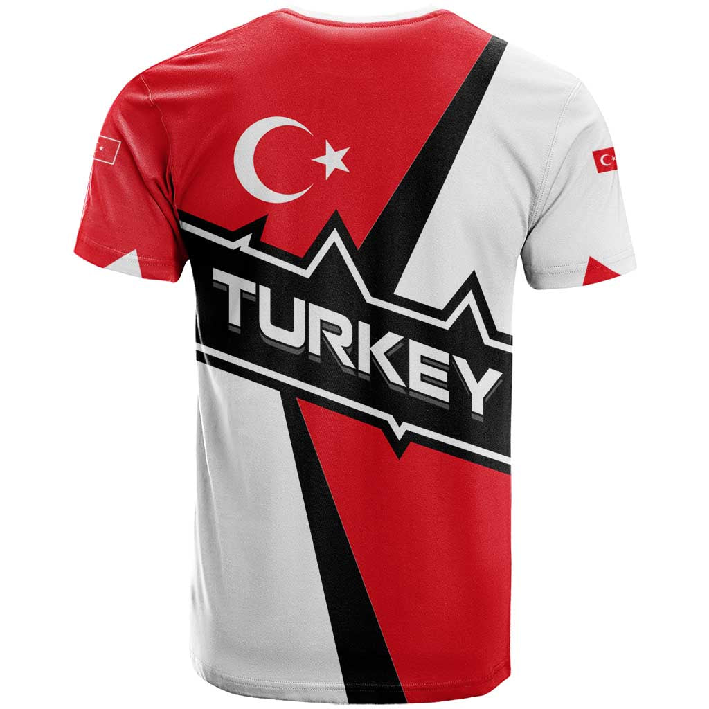 Turkey Flag and Modern Graphic Design T Shirt with Bold Red and Black Elements
