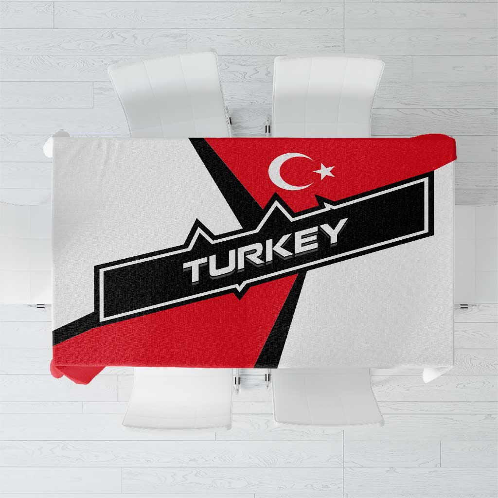 Turkey Flag and Modern Graphic Design Tablecloth with Bold Red and Black Elements
