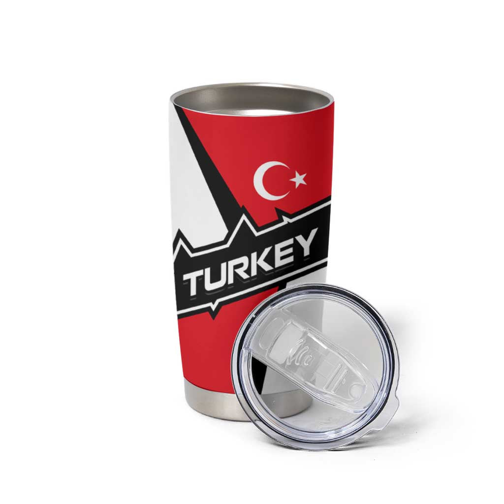 Turkey Flag and Modern Graphic Design Tumbler Cup with Bold Red and Black Elements