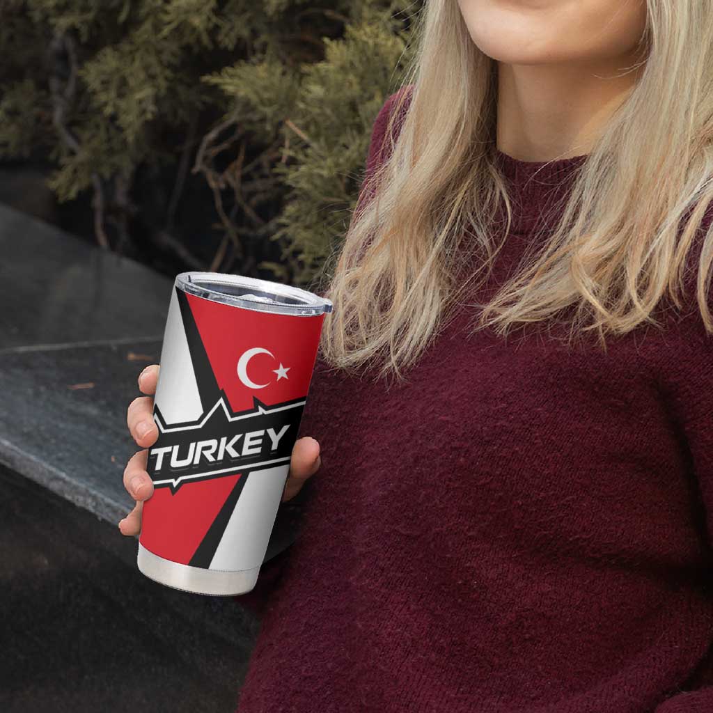 Turkey Flag and Modern Graphic Design Tumbler Cup with Bold Red and Black Elements