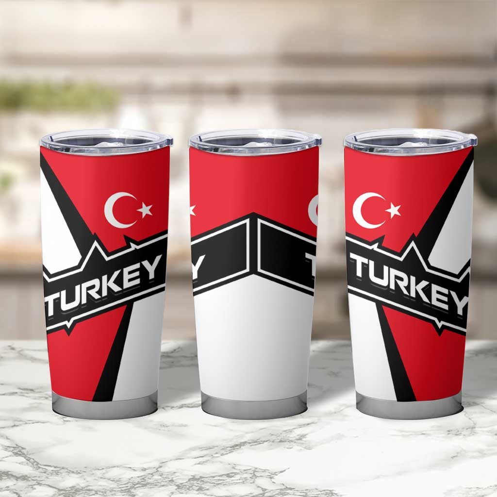 Turkey Flag and Modern Graphic Design Tumbler Cup with Bold Red and Black Elements