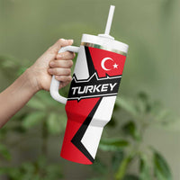 Turkey Flag and Modern Graphic Design Tumbler With Handle with Bold Red and Black Elements