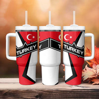Turkey Flag and Modern Graphic Design Tumbler With Handle with Bold Red and Black Elements