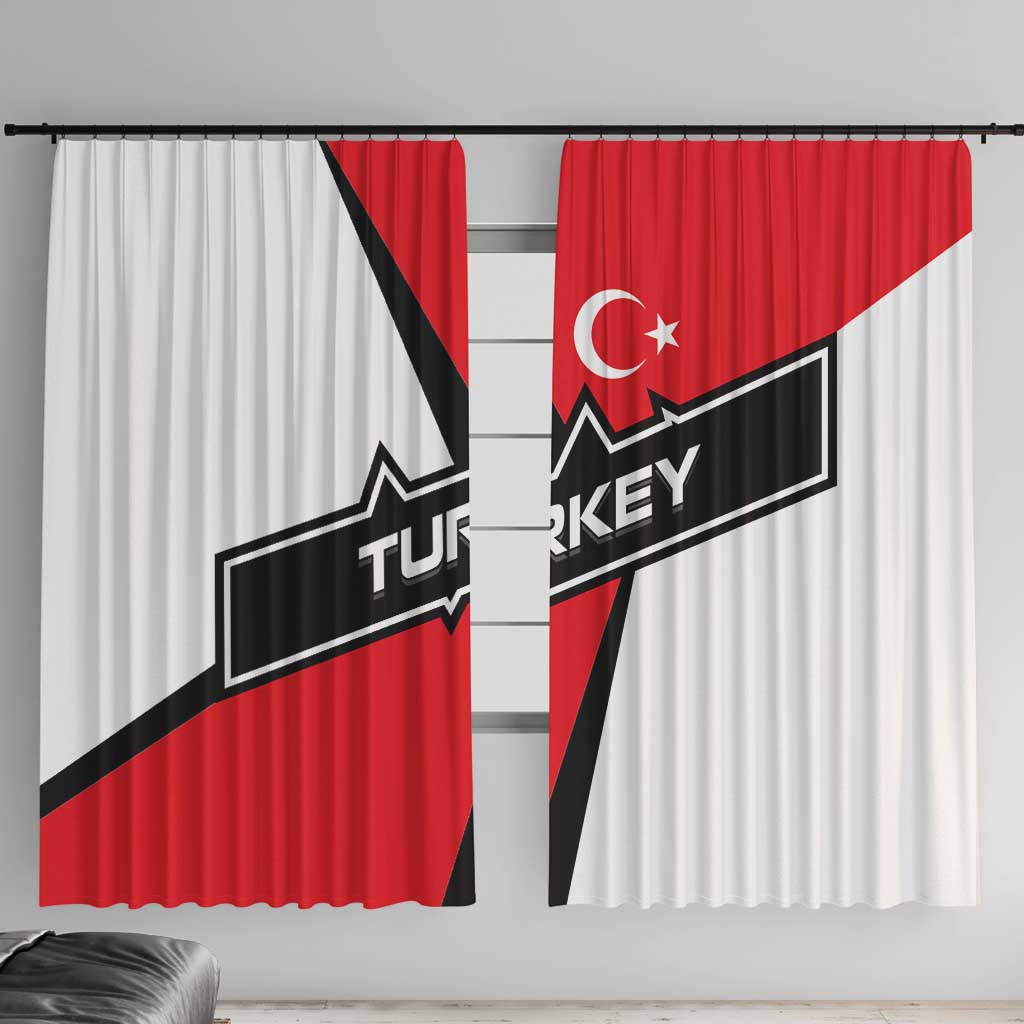 Turkey Flag and Modern Graphic Design Window Curtain with Bold Red and Black Elements