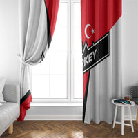 Turkey Flag and Modern Graphic Design Window Curtain with Bold Red and Black Elements