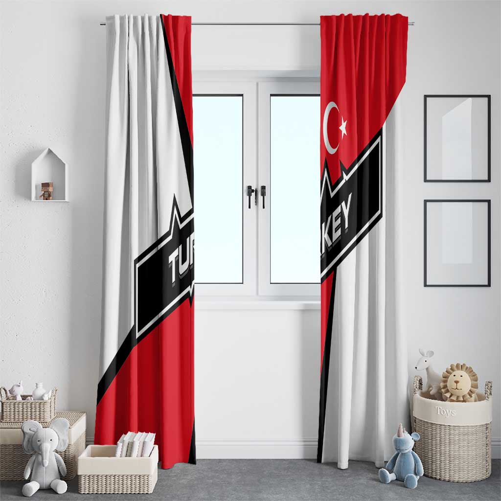 Turkey Flag and Modern Graphic Design Window Curtain with Bold Red and Black Elements