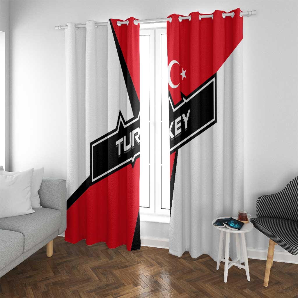 Turkey Flag and Modern Graphic Design Window Curtain with Bold Red and Black Elements