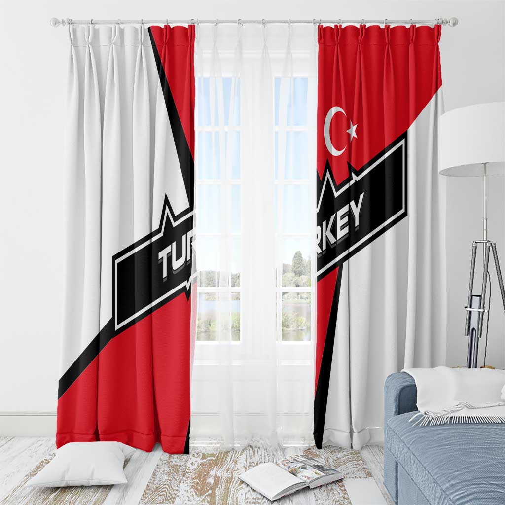 Turkey Flag and Modern Graphic Design Window Curtain with Bold Red and Black Elements