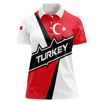 Turkey Flag and Modern Graphic Design Women Polo Shirt with Bold Red and Black Elements