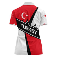 Turkey Flag and Modern Graphic Design Women Polo Shirt with Bold Red and Black Elements