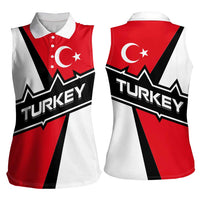Turkey Flag and Modern Graphic Design Women Sleeveless Polo Shirt with Bold Red and Black Elements