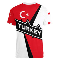 Turkey Flag and Modern Graphic Design Women V-Neck T-Shirt with Bold Red and Black Elements