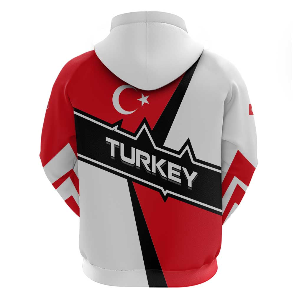 Turkey Flag and Modern Graphic Design Zip Hoodie with Bold Red and Black Elements